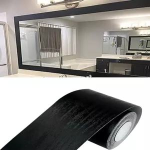 티몰 10M 블랙 우드 그레인 탈착식 PVC 방수 테두리 벽 장식 셀프 접착식 주방 욕실 타일 스티커 벽지