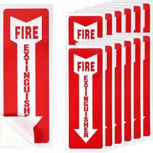 12pcs 소화기 스티커 4x12 내후성 자가 접착 안전 명판 실내 실외 업무용 아래 화살표 표지판 스티커로