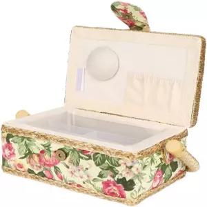 편안하고 독특한 스타일리시한 재봉 바구니 보관함 가위 버튼(정원 장미)