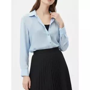 [하프클럽/샵앤]여성 파스텔 하객룩 시스루 심플 긴팔 블라우스 EGG-WBL-21134-