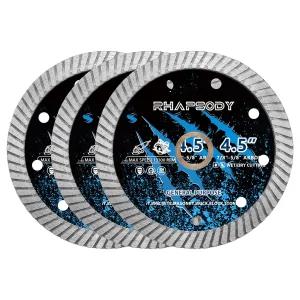 랩소디 4 1/2인치 다이아몬드 톱날 3개 연속 터보 림 범용 칼날 건식/습식 절단 콘크리트 석공 벽돌 블록