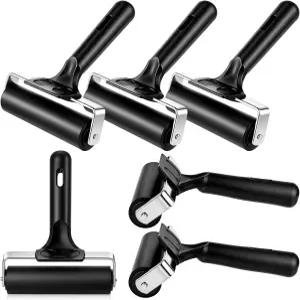 쉔리우 6개 4인치 고무 롤러 브레이어 인쇄용 블랙 잉크 블록 종이 공예 벽지 도장 리케이션 부착용