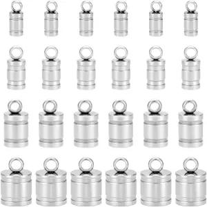 유니크래프탈 약 60Pcs 4사이즈 스테인리스 스틸 코드 엔드 캡 2-6mm 내부 터미네이터 매끄러운 컬럼