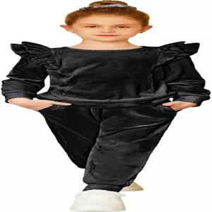 아샤이너 걸스 2피스 의상 벨루어 운동복 귀여운 옷 트레이닝복 러플 풀오버 스웨트셔츠 세트