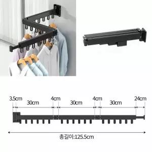 3단 GOD485D3 폴딩 벽걸이 빨래건조대 베란다 이불건조대 블랙