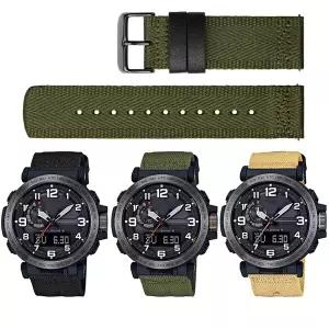 호환  카시오 PRG-600YB PRW-6600 PRG-650 24mm 녹색 다이빙 클라이밍 어드벤처 방수 캔버스 내구성 나일론