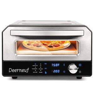 전기 피자 오븐 실내 최대 800 F까지 가열 몇 분 만에 12 u201D 6 터치스크린 프리셋이 있는 카운터탑 스톤 및 필 스테인리스 스틸 가정용 메이커 기계