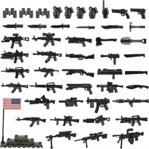 HIMIRICH 밀리터리 무기 팩 총기 액세서리 WW2 미국 기본 에디션 병사 모델 3세 이상 를 위한 군인 장난감