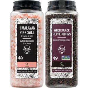 수오스 히말라야 핑크 소금 39온스 + 통블랙 페퍼콘 18온스, 거친 곡물, 그라인더 리필용 코셔 소금, 및 후추 그라인더, 변형(Non-GMO) 검증, 요리용 향신료 조미료 세트