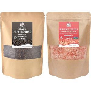 52USA 통 블랙 페퍼콘 12온스 + 히말라야 핑크 소금 (조잡한 곡물) 2파운드 - 및 후추 그라인더, 리필, 바다 소금, 2피스 세트