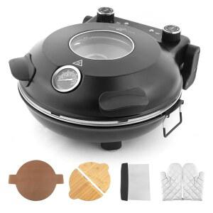 세라믹 스톤 듀얼 조절 가능한 온도 기능이 있는 실내용 12인치 전기 조리대 피자 오븐 4 도구 LMR 블랙