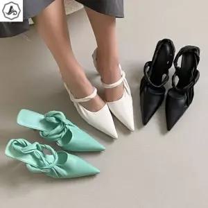 [애슬릿] 메리제인 슬링백 꼬임 스틸레토 하이힐 9cm