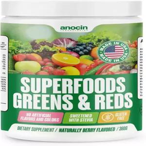 anocin 그린+레드 슈퍼푸드 파우더 ？ 스피루리나 클로렐라 밀싹 및 베리 제 프로바이오틱스 + 소화 효소