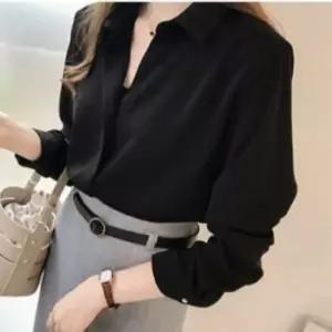 [하프클럽/]여성 클래식 사무복 긴팔티 시폰 실크 블라우스