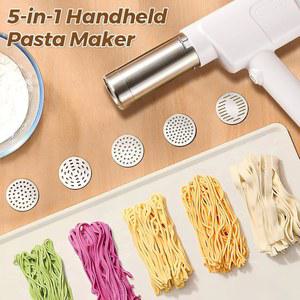 루이 핸드헬드 전기 파스타 메이커 IN 스터핑 자동 스파게티용 휴대용 반죽 튜브 홈메이드 무선 기계 3개 커터와 스틸 스테인리스 프레스 소시지 누들