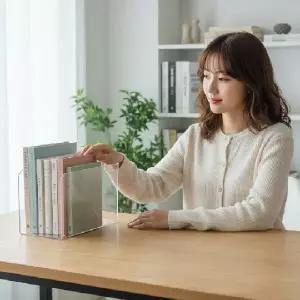 ( )투명 아크릴 데스크 책꽂이 학생 사무용 서류 정리함 다용도 잡지 꽂이대