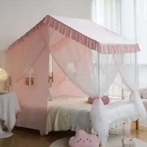 공주 핑크 공주커튼 침대 방꾸미기 커튼 레이스 캐노피 텐트 꾸미기
