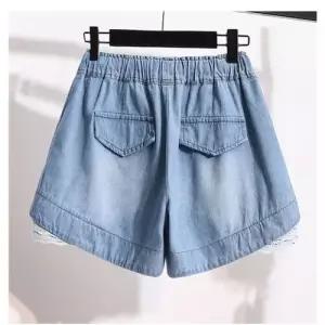 바지 데님 여친 청반바지 근통 레이스 와이드 밴딩 빅사이즈 반바지 1PICK1