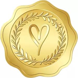 마티오 200PCS 엠보싱 골드 포일 스티커 1.5인치 왁스 씰과 같은 하트 자체 접착 봉투 씰 러브 청첩장 감사