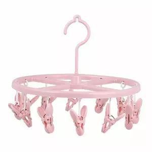 360도 RFT148K9 회전 12클립 빨래 집게 걸이 행거 핑크 2035B