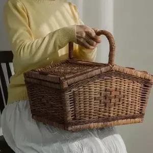 라탄 JRU635Y4 피크닉바구니 대 손잡이바구니 간식바스켓 대형