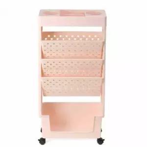 수납정리 WIF402H6 간이책꽂이 5단 북트롤리 핑크