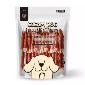 케이헬스케어 크림독 오리가슴살 우유껌스틱 1kg오래씹는 강아지음식 식감좋은간식 수제 훈련 강아지개