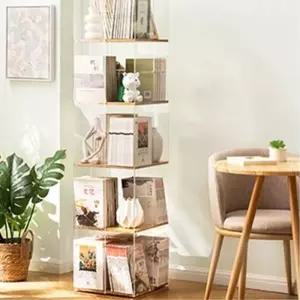 도서 피규어 오브제 보관 360도 회전책장 4단 공간활용 홈오피스 전집 학원