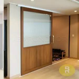 45번 원슬라이딩중문 고시형 우드 모루세로강화유리