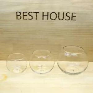 유리 화병 볼 13x13cm 투명 꽃병꽂이 인테리어소품 선물 미니 원형 화분 예쁜 수경재배