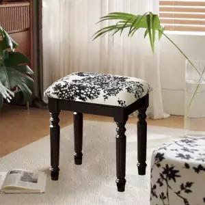 엔틱 화장대 의자 뷰티 사각 원목 등받이 메이크업 스툴 유럽풍