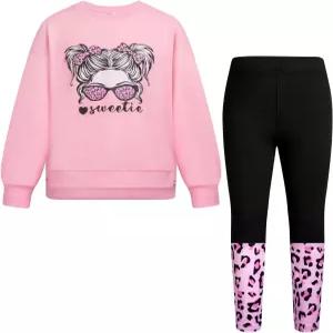 알라쿠오티 여아 옷 타이 염색 프린트 스웨트셔츠 상의와 레깅스 스웨트 팬츠 2피스 가을 겨울 의상 5-12년