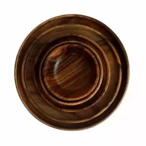 아카시아 원형 소반 3호 원목식기 나무목재그릇 접시 우드 플레이트 샐러드볼 캠핑 디저트트레이 트레이