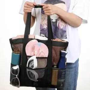 매쉬 비치 숄더백 8포켓 빠른건조 수영장 물놀이가방여자운동 미니 체인 휴양지 데일리 대용량 캔버스 라탄