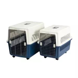 2색 1개 항공 케이지 중대형견 바퀴 하우스 비행기 운송 강아지 고양이 이동장 켄넬 캐리어