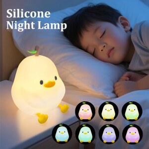 귀여운 배 모양 무드등 7색 조절 수면등 스트레스 램프 충전식 USB 실리콘 해소 팻덕 터치 제어 가능