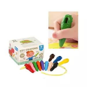 유아용 손에묻지않는 색칠놀이 크레용 12색 미술용품 유치부