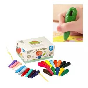 유아용 색칠놀이 묻지않는 크레용 24색 잡기편한 미술용품 돌봄