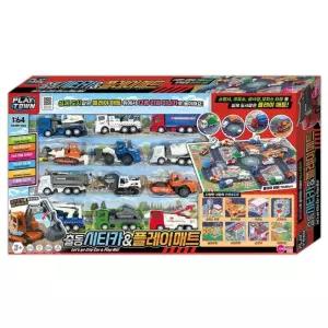 원앤원 플레이타운 출동 시티카 미니카 자동차 세트 플레이매트 교통놀이 남아장난감 아기놀이완구 미니카