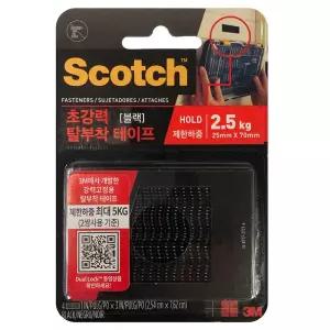 3M 듀얼락 고리걸이 테이프(블랙)4p (9731) x(5개)초강력탈부착 스카치탈 초투명 락검정 락고이 고이 찍찍