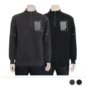 MTSS23112 루디 반폴라 집업 니트심플 차콜긴팔 검정 남자데일리 남성 남성목 겨울