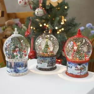 크리스마스 원형 회전 LED 워터볼 오르골선물 인테리어 장식품 스노우볼 볼오르골 볼장식 멜로디