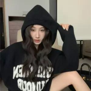 홀가먼트 레터링 니트 후디 4color티 모자니 달린니 블랙후드 스웨터