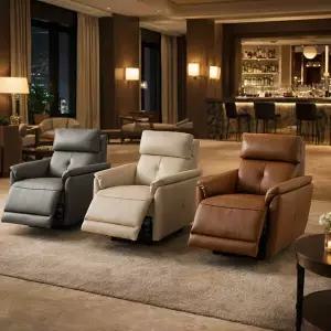 (수도권무료) 시트앤모어 라운지 전동1인 3모터 이태리 천연통가죽 리클라이너 소파 KC4113