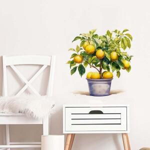 레몬 나무 벽 스티커, 주방 레스토랑 장식, 거실 캐비닛 냉장고, 홈 데코 M11177