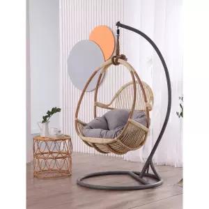 야외 그네 의자 브라켓 마당 행잉 캠핑 펜션 공중 정원 쿠션 원형 나무 흰색 바구니