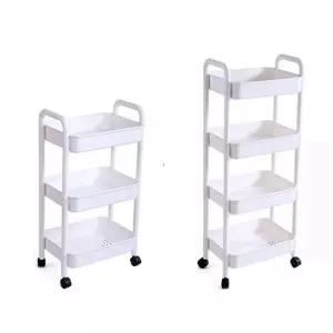 3단 4단 이동식 트롤리 주방 거실 사무실 수납 선반 1개 화이트