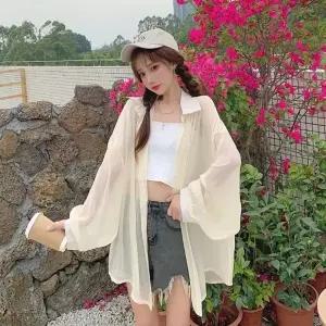 셔츠 여성 블라우스 비치는 시스루 여름 간절기 쉬폰