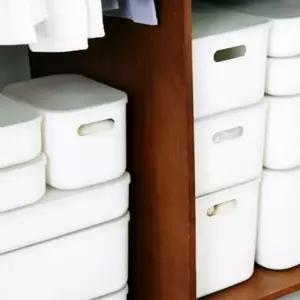 바구니 QIB610Q1 화이트 스 뚜껑 포함 소형 지 수납박스