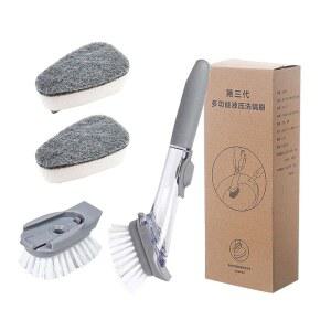 in 비누 키트 도구 스펀지 접시 디스펜서 올인원 브러시 세트 지팡이 주방 청소 스크럽